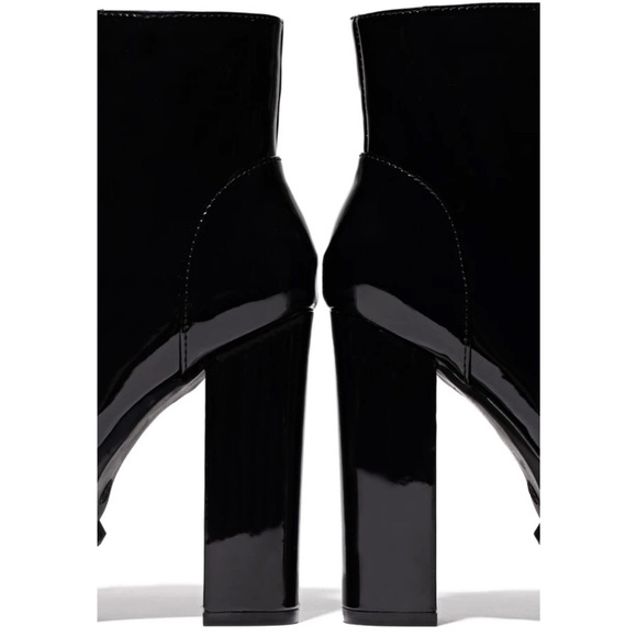 Patent Lug Sole Lace Up Combat Platform Boots - Picture 9 of 16